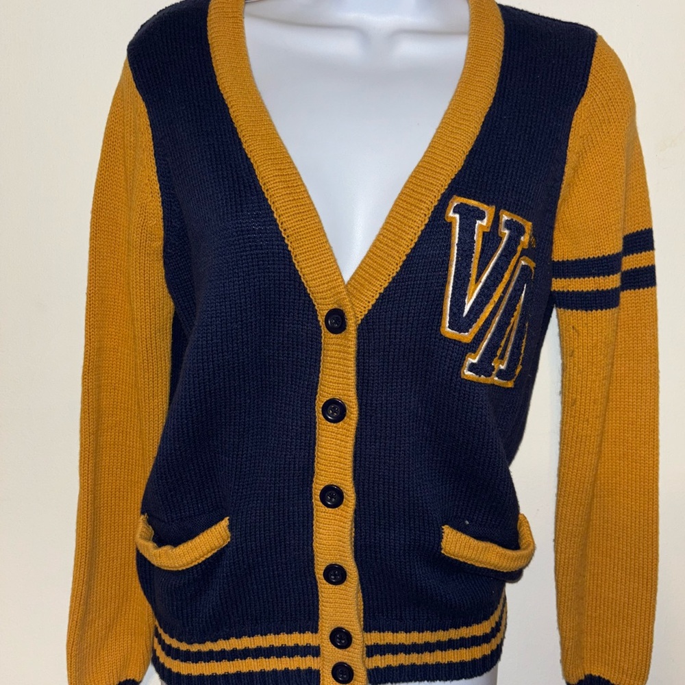 RVCA Navy and Gold Knit Sweater
